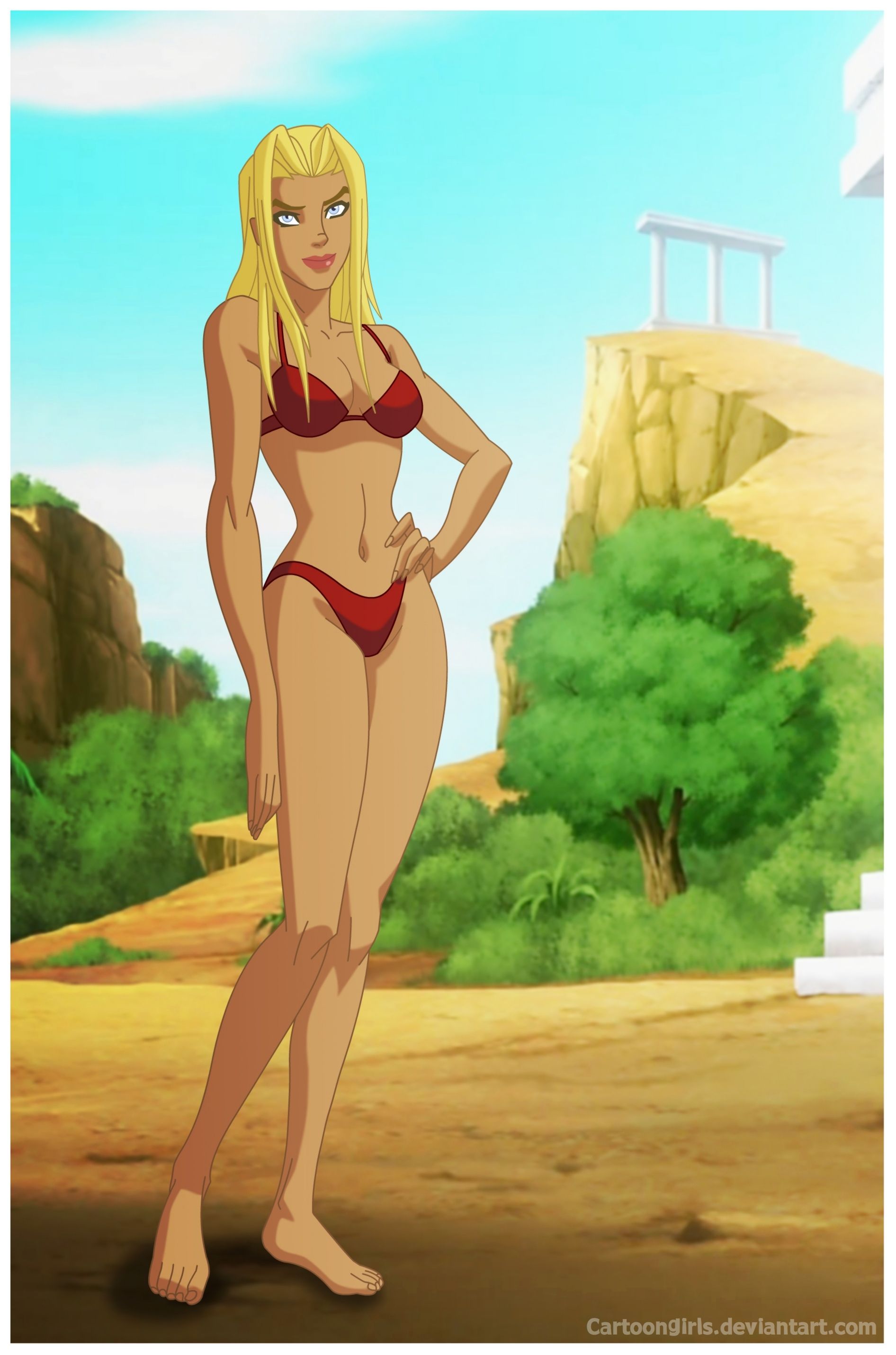 Sexy animated supergirl in bikinis